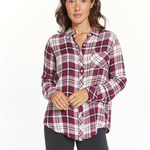 Thread & Supply Rutgers‎ Plaid Flannel in Burgundy Navy Size S